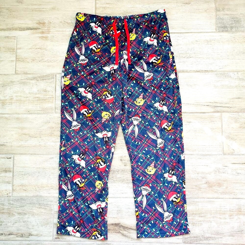Looney Tunes Christmas Velour Sleep Pants Men's Cartoon Character Graphic L